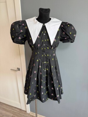 Peacebird Ming Ma Black cotton flowers dress Size S