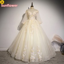 Light Champagne Quinceanera Off-the-shoulder Lace Floral Ball Gown Sweet 16-