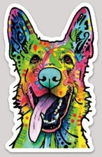 GERMAN SHEPHERD BUMPER STICKER DECAL laptop dog colorful hippie