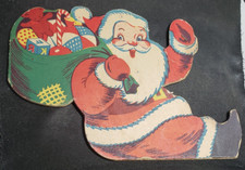 Die Cut Cardboard Santa Claus Christmas Decoration Vintage