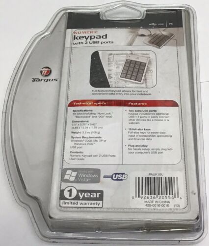Targus Numeric Keypad 2 USB Ports PAUK10U NEW - Picture 2 of 2