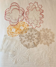 Lot of 13 Vtg Table Runners Doilies Lace Crochet Edge Embroidered Handmade