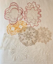Lot of 13 Vtg Table Runners Doilies Lace Crochet Edge Embroidered Handmade
