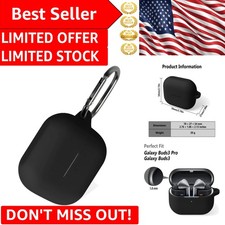 Silicone Case for Galaxy Buds 3  Pro with Carabiner - Black Elegance