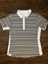 Kerrits Breeze Ice Fil Short Sleeve Shirt Stripped Women Size Large