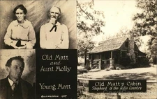Branson, Missouri MO Old Matt Aunt Molly-Young Matt-Old Matt's Cabin RPPC