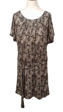 BCBG MAXAZRIA Women’s Size Large Belted Black Printed Wedding Guest Dress NWT