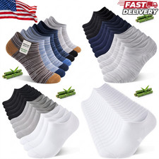 Mens Bamboo Ankle Socks with Heel Tab Low Cut Thin Athletic Performance 6 pairs