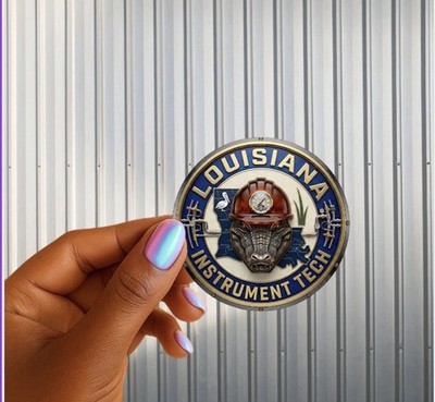 Louisiana State Round Instrument Tech 3 Inch UV DTF Hard Hat Sticker.