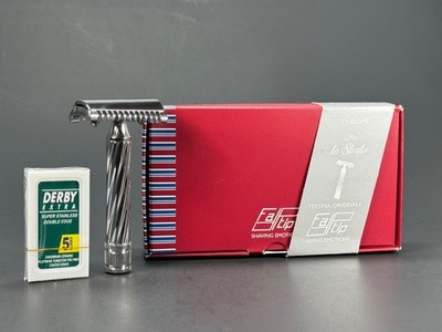 Fatip CNC Lo Storto Open Comb Slant Safety Razor Chrome Made in italy - Options