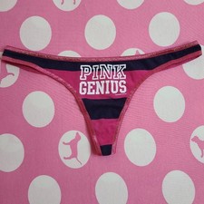 VTG VS PINK Graphic Cotton Extra Low Rise Skinny Side Thong Panty Size Lg