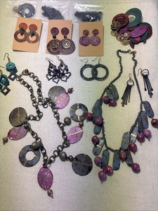 Artisan Boho Style Purples Blues Jewelry Pieces with Distinctive Metals 1 lb.