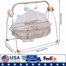 Automatic Rocking Chair Electric Baby Swing Bed Crib Music Cradle Remote Control