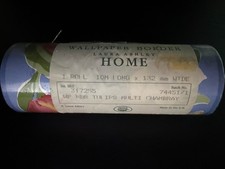 Vintage New Laura Ashley Wallpaper Border roll Tulips Chambray