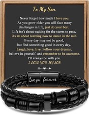 To My Son Gift for Son Bracelet Love from Mom, Dad Forever Birthday, Graduation