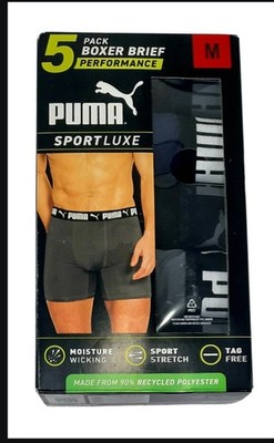 PUMA Men's Underwear, Size M - Black/Blue/Gray (5 Piece)