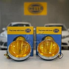 Pair Hella Yellow Fog Lamp With Cover With Bulb H3 Halogen Bulb Universal Fit
