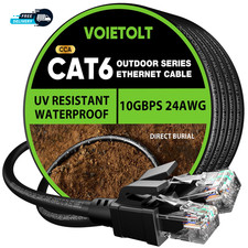 Cat 6 Outdoor Ethernet Cable 100 Ft 24AWG 10Gbps Cat6 Cable Cord