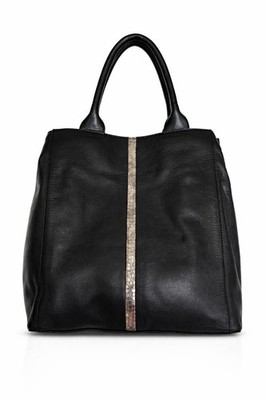 Claudia Ciuti Leder Handtasche Schwarz mit Python Detail Shopper Tasche