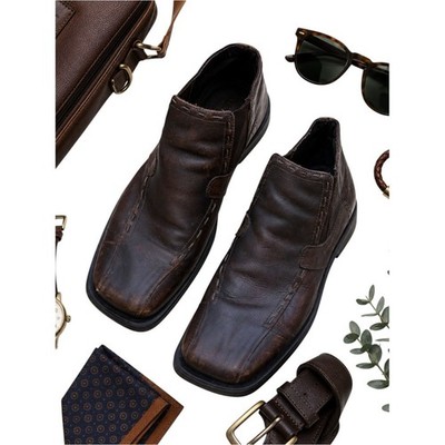 Bottesini Brown Leather Chelsea Ankle Boots Square Toe Italy Men 11 Comfort Shoe