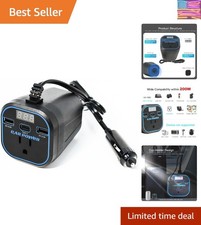 200W Car Power Inverter, 12v to 110v, Car Adapter with Dual USB and Type-C fo...