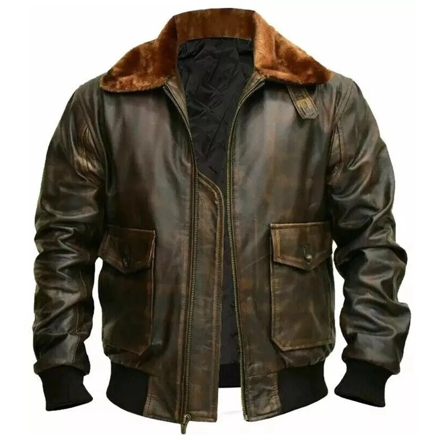 Men’s G-1 Aviator Leather Bomber Jacket WWII Pilot Style jacket