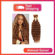 Color 30 Human Braiding Hair 22 Inch 100g Light Brown Deep Wave Bulk Human Hair