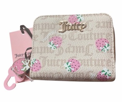 Juicy Couture Sandstone Cherry Berry Sweet Bifold Wallet Strawberry Print NWT