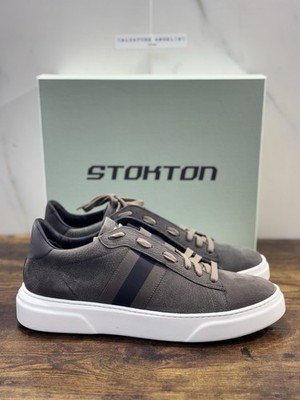 Stokton Sportschuhe Leder Nubuk Grau 100% Made IN Italy Herren 45