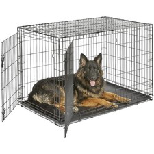 Double Door Folding Metal 48-Inch Dog Crate, Includes Leak-Proof Pan, Floor P...