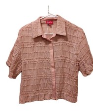 Soft Pink Baby Doll Top 1/2 Sleeve rauched feminine boho festival Small NWOT