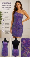 Women’s Windsor Purple Sequin Mini Dress Size M Open Back Party Cocktail Dress