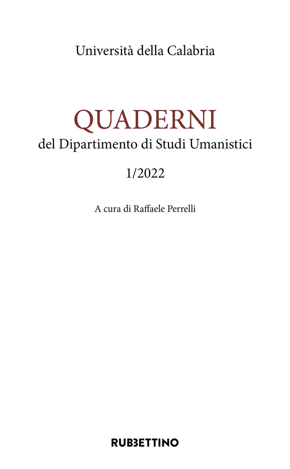 Libri Quaderni Del Dipartimento Di Studi Umanistici. Ediz. Inglese E Italiana (2
