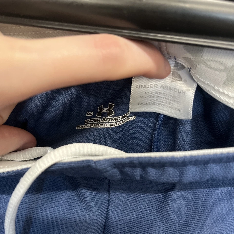 Women’s Under Armour Athletic Gym Shorts Blue White Size M - Image 2 of 4