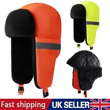 Men Hi Viz Reflective Cap High Vis Hat Visibility Earflag Fleece Safety Work UK