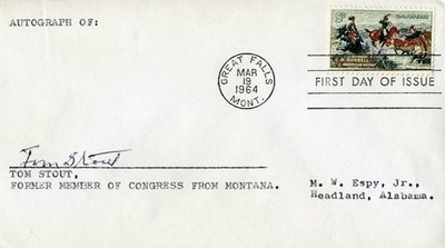 TOM STOUT - FIRST DAY COVER SIGNED