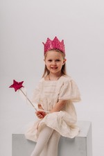 Kids Princess Crown  Magic Star Wand Set Pink Glitter Fairy Dress Up Costume