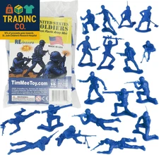 Timmee Plastic Army Men - Blue 48Pc Toy Soldier Figures - Made in USA