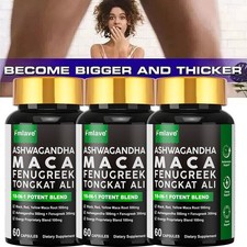 3x Maca Root Ashwagandha, Panax Ginseng Fenugreek Extract Male Enhancing 180caps
