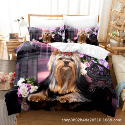 Yorkshire Terrier Bedding Set Room Decor Pug Quilt Cover Duvet