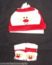 So Dorable Winter Santa Booties Hat for a Christmas Baby SIZE 0-6 Months