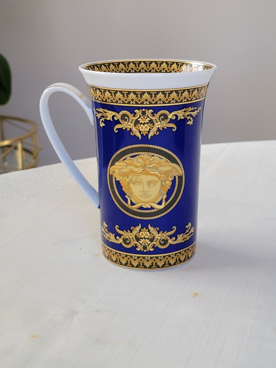 VERSACE BY ROSENTHAL MEDUSA BLUE Royal Blue Gold Tall COFFEE Tea