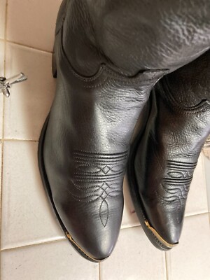 Justin 1333 Black Elk Soft Leather Western Cowboy Boots Size  display picture 1