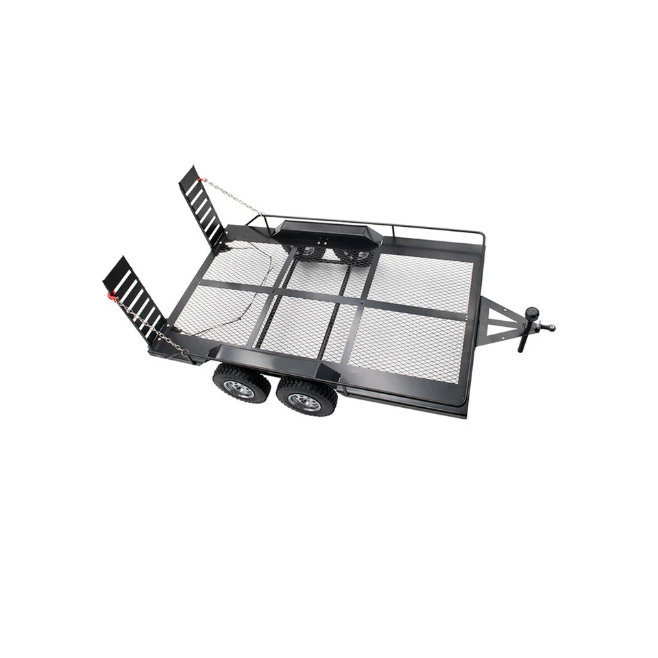 LCX Metal 1/8 1/10 RC Crawler Heavy Duty Dual Axle Trailer w/ Suspension TRX4 - Image 2 of 4