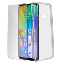 PROTECTOR PANTALLA CRISTAL TEMPLADO PARA HUAWEI Y6P + FUNDA TPU SILICONA TRANSPARENTE