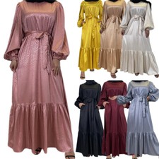 Dubai Abaya Long Sleeve Maxi Dress Muslim Women Kaftan Robe Islamic Arab Robe