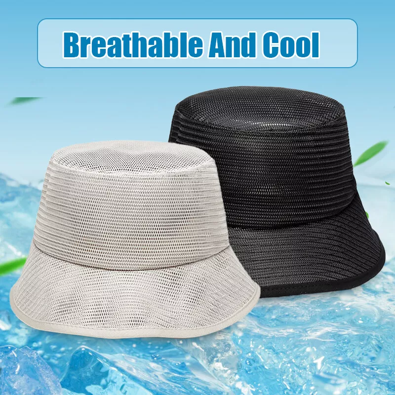 Men Summer Beach Sun Breathable Cap Mesh Bucket Hat for Big Head