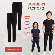 Slim Leg School Joggers 2 Pack - Comfortable & Durable
