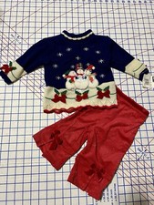 NEW Snowmen Girls Christmas Outfit Set Sweater Bows