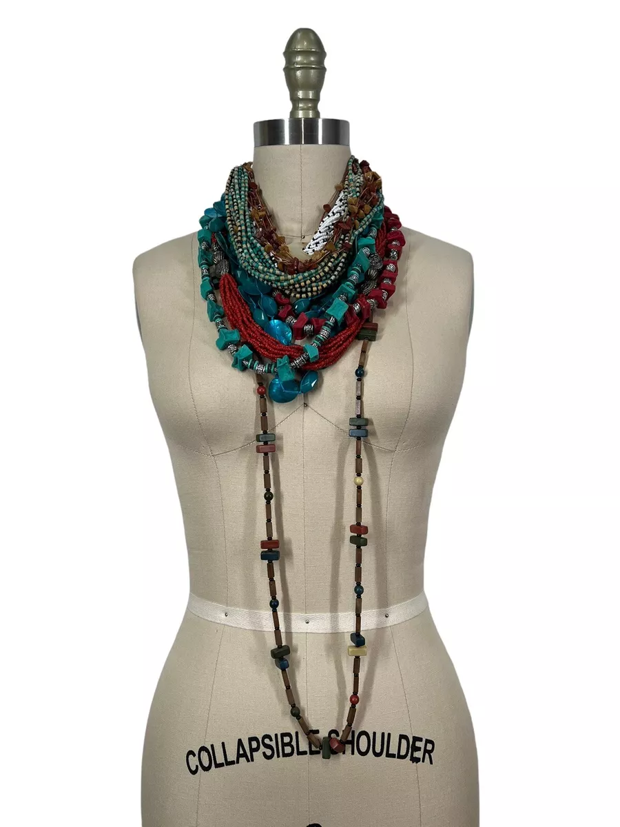Southwestern Boho Style Jewelry Lot Multi Strand Beaded Necklaces 8 Pieces